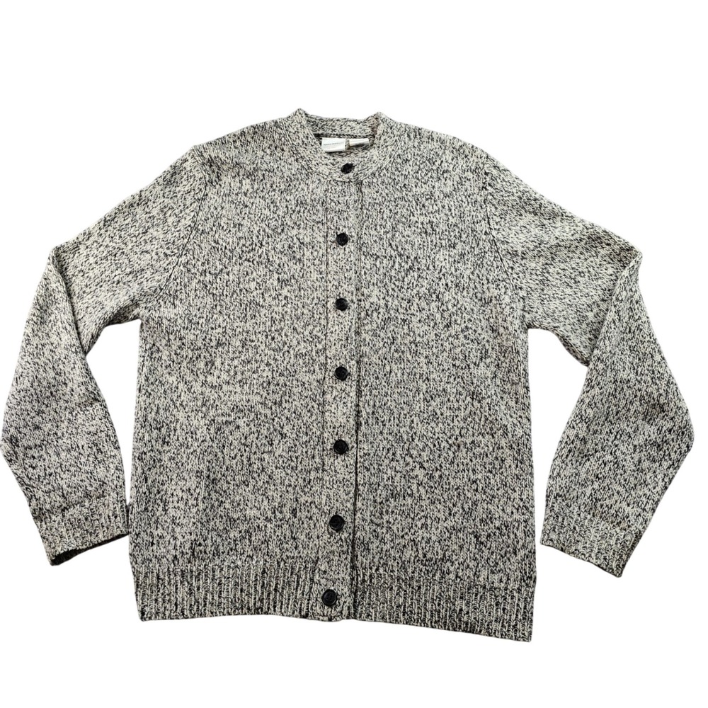 Isaac Mizrahi Cardigan Sweater Women Medium Gray Heather Wool Blend Button Front